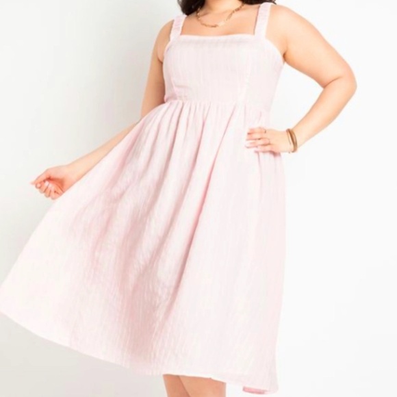 Eloquii Dresses & Skirts - Eloquii Pink and White Striped Lined MIDI Dress. Size 18. NWT.